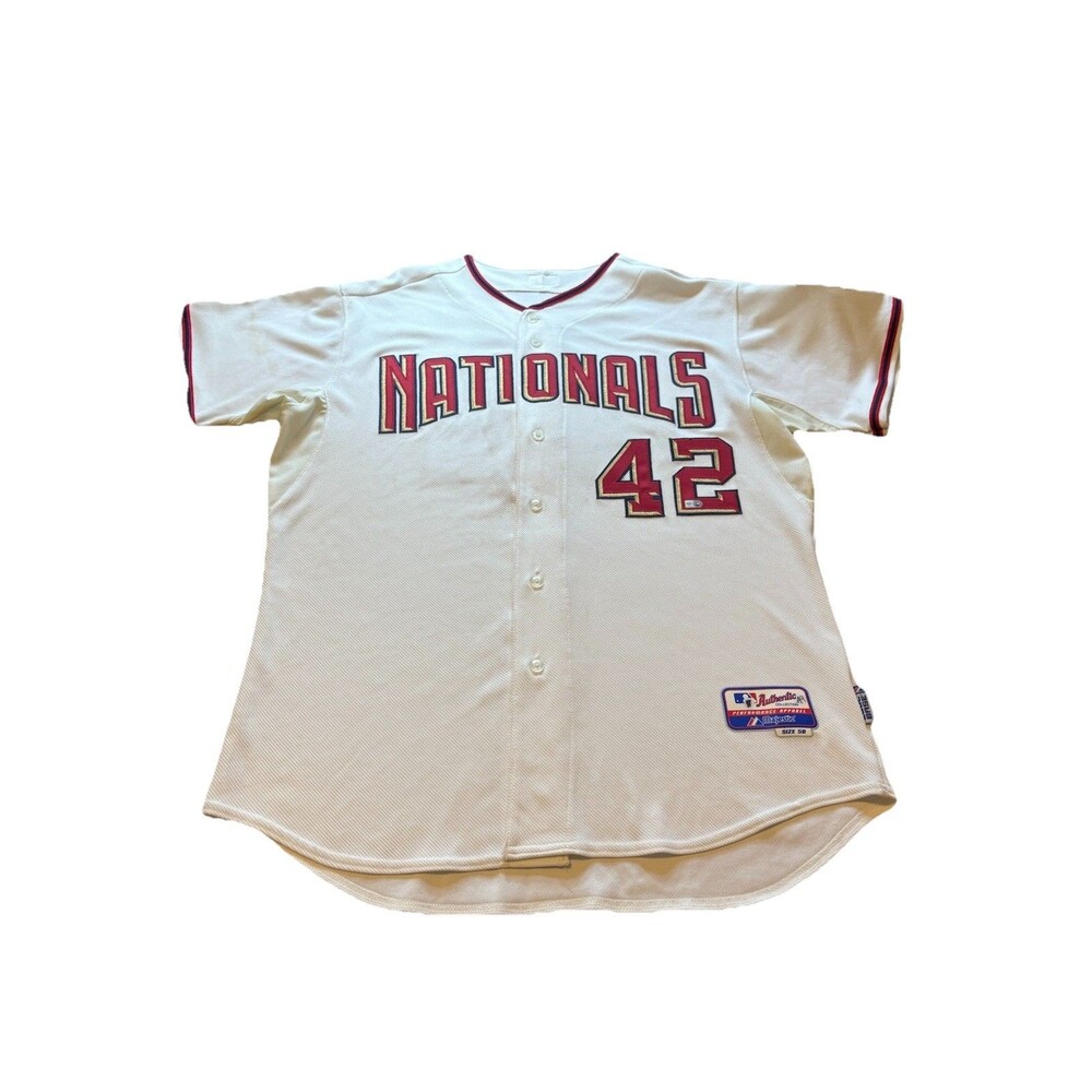 Washington Nationals Garrett Mock #42 2009 PHI at WAS Apr 16 Game Used Jersey
